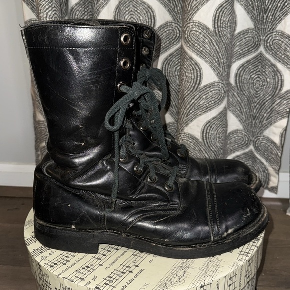 Vintage Black Leather Combat Boots main image 6